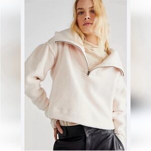 Free People Champagne Dreams Poppy Sweater Cropped Pullover Fleece Size Large